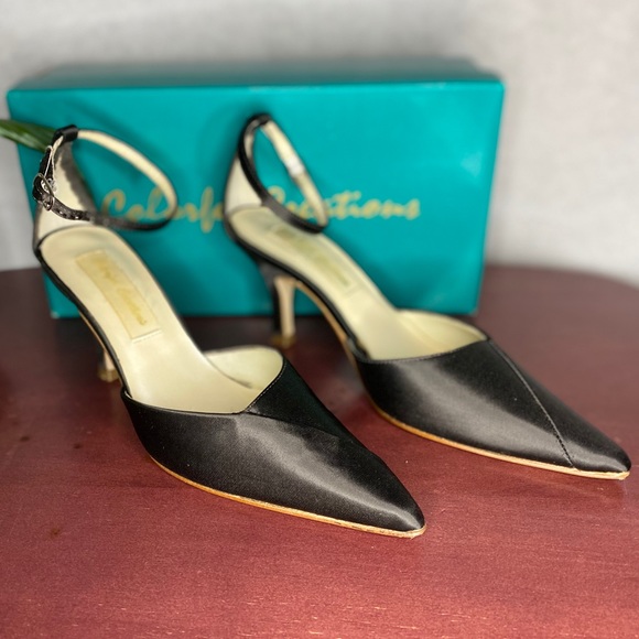 👠 Custom Black Satin Ankle Strap - Picture 3 of 5